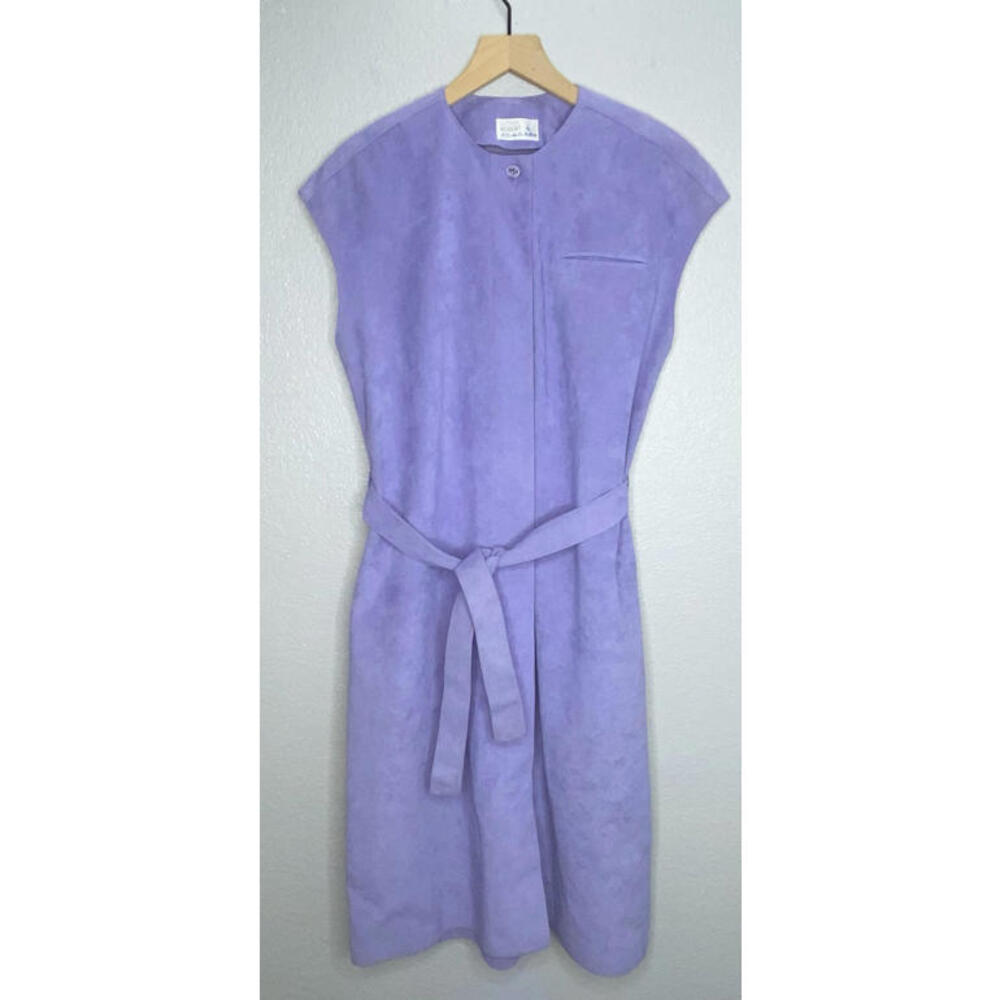 Vintage SAMUEL ROBERT BY PETER HALSI ANDROU Purple Suede Dress SZ 12